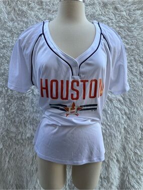 Houston MLB Women’s Baseball Jersey - White with Orange Lettering size 2XL